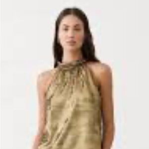 PPLA Olive Brown Satin Halter Top